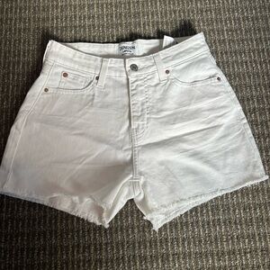 White high rise jean shorts